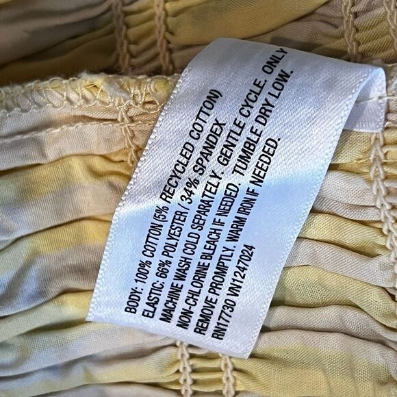 Stripe Shirred Crop Tank Cotton Tube Top Adjustable Straps- A New Day, Yellow XL - Picture 3 of 4